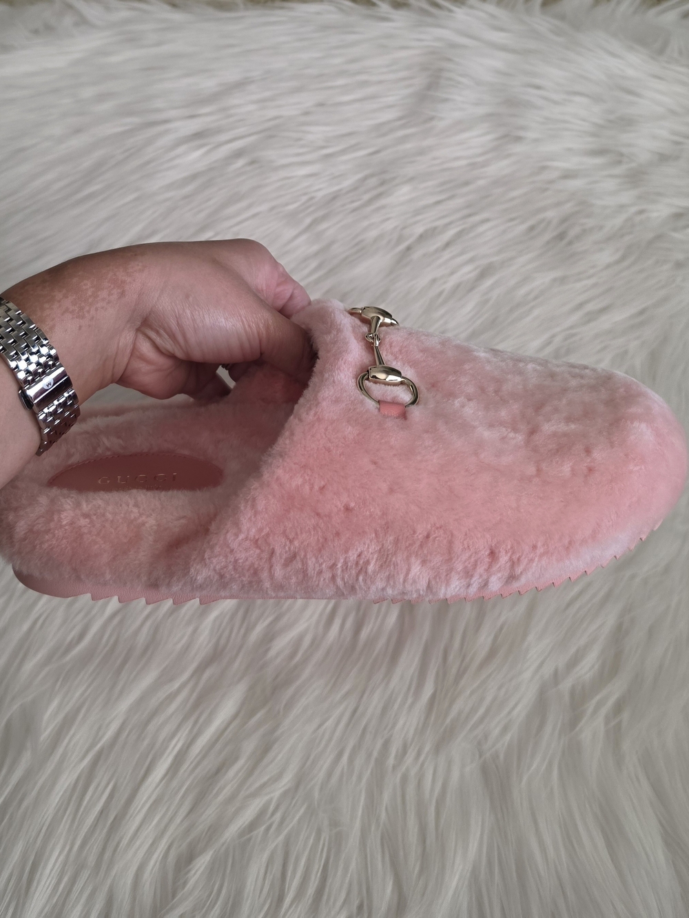 Gucci Horsebit Shearling Mules - Picture 2 of 5